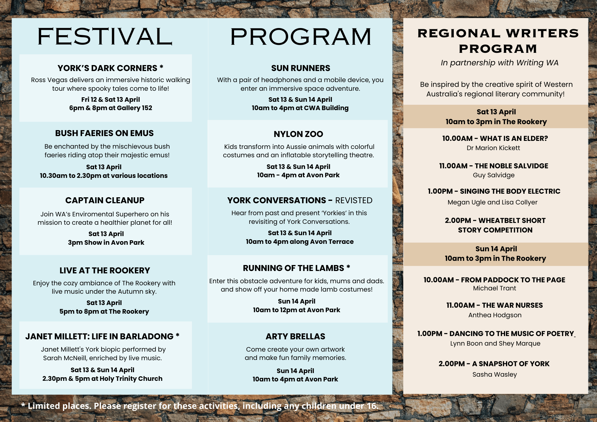 Program timetable and activities
